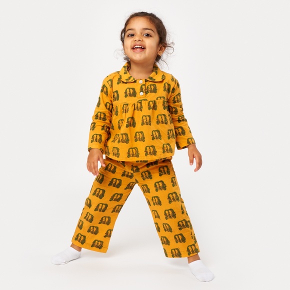 Kids 100% Cotton Pajama Set | Hand Block Print | 18M–6Y | Sensitive Skin Safe - Picture 3 of 6